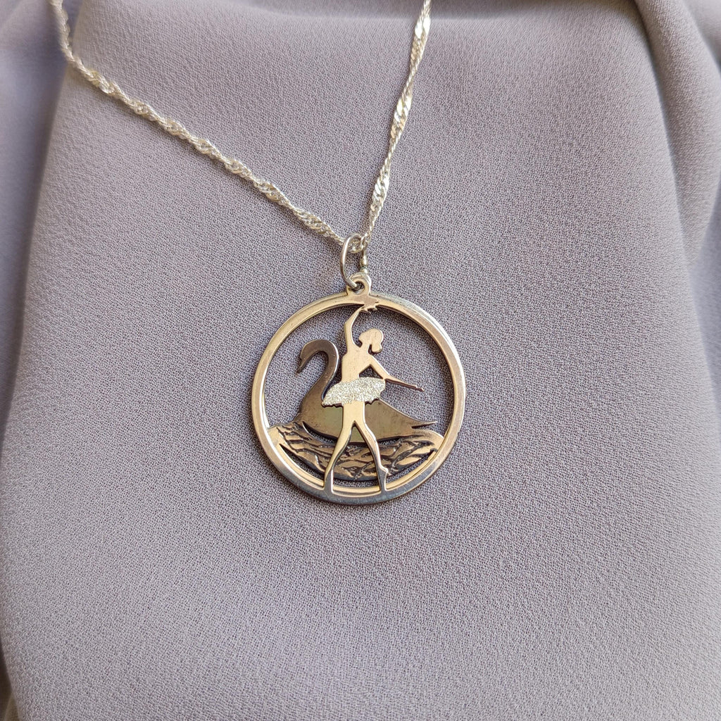 Sterling Silver Ballerina Swan Necklace: Black Swan Inspired Ballet Jewelry