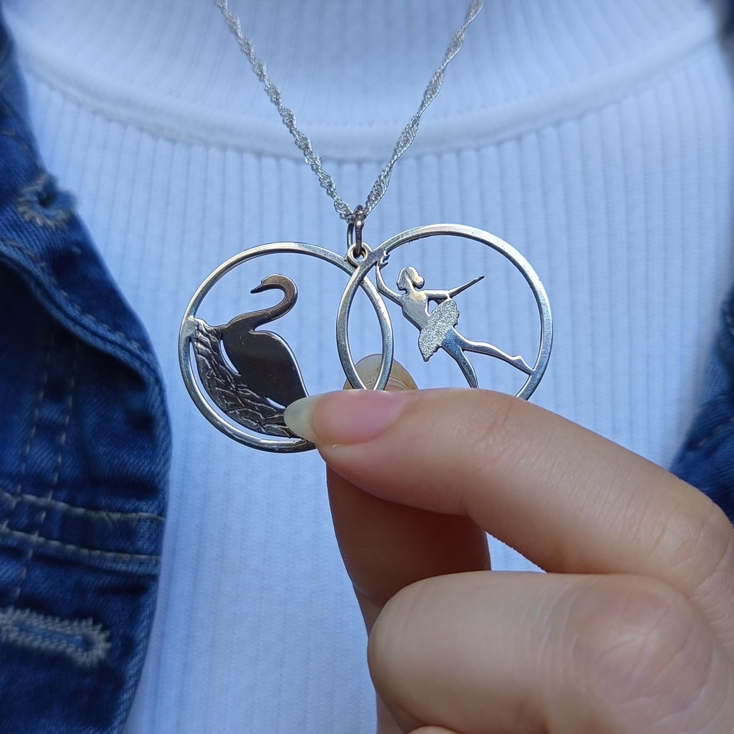 Sterling Silver Ballerina Swan Necklace: Black Swan Inspired Ballet Jewelry