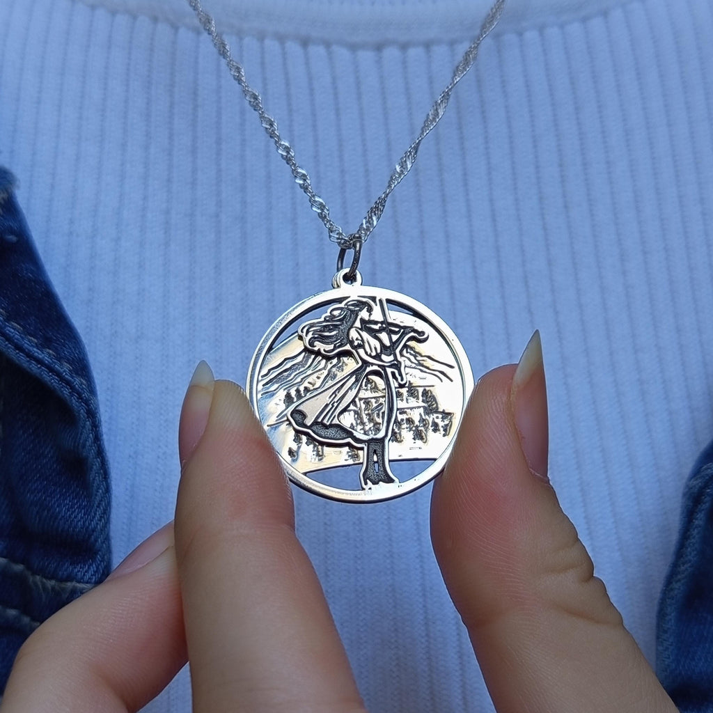 Sterling Silver City Skyline Necklace: Sunrise Double Pendant Travel Jewelry