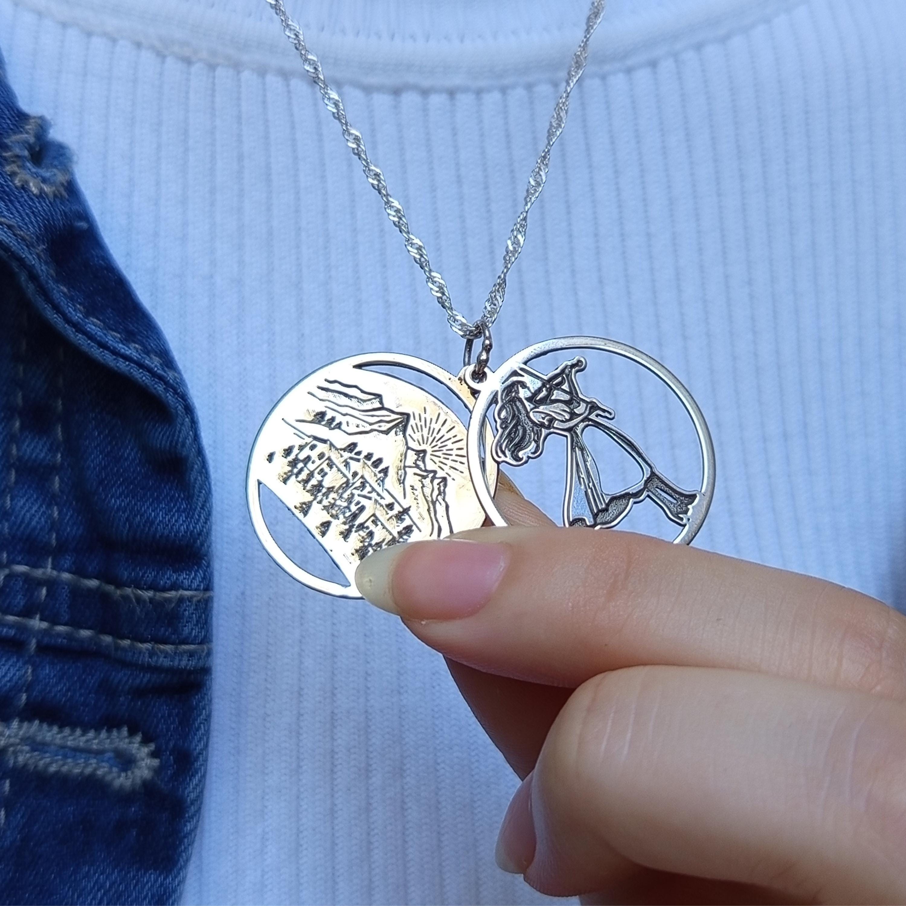 Sterling Silver City Skyline Necklace: Sunrise Double Pendant Travel Jewelry