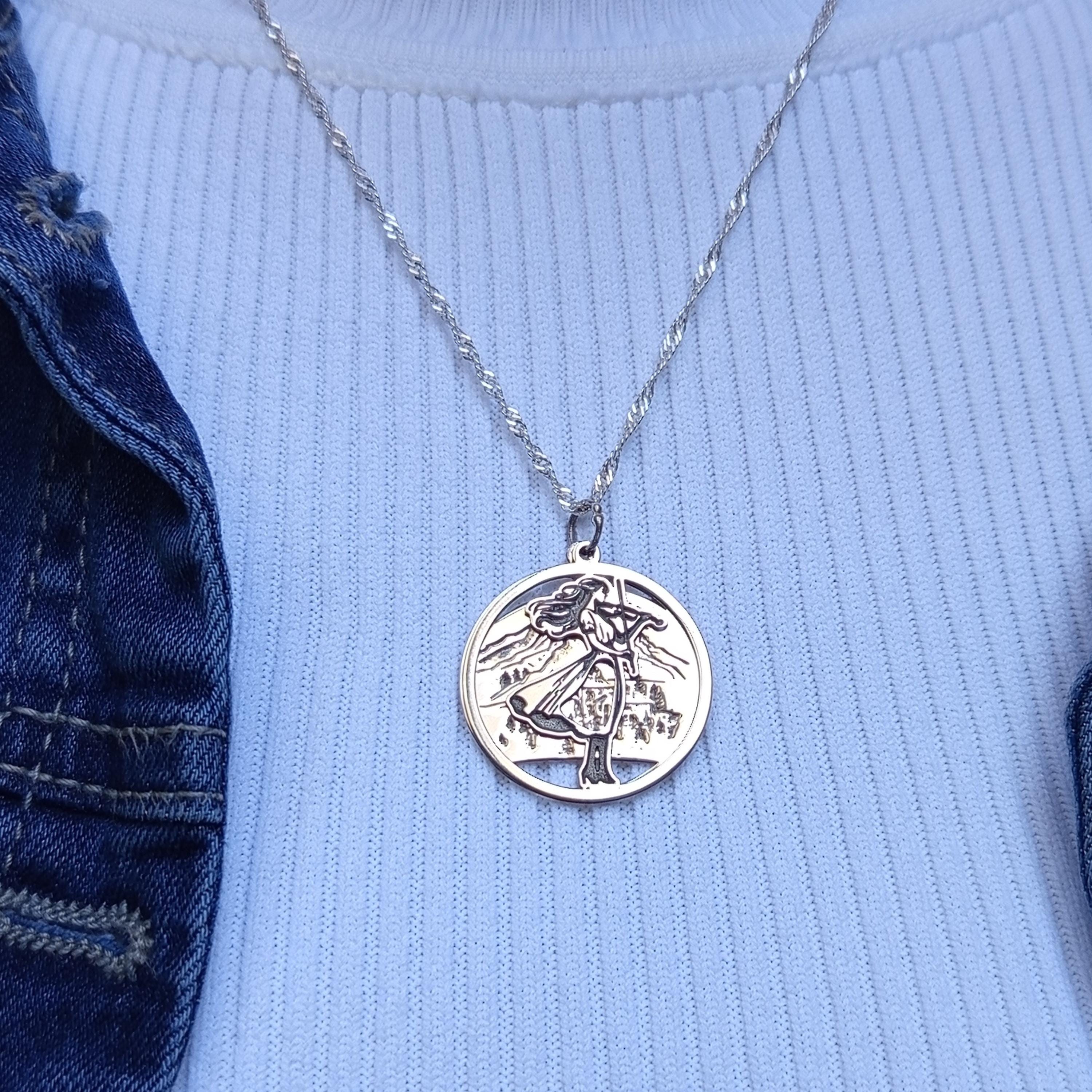 Sterling Silver City Skyline Necklace: Sunrise Double Pendant Travel Jewelry