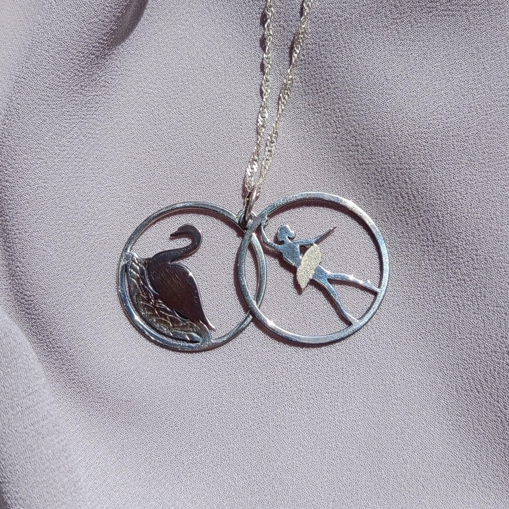 Sterling Silver Ballerina Swan Necklace: Black Swan Inspired Ballet Jewelry