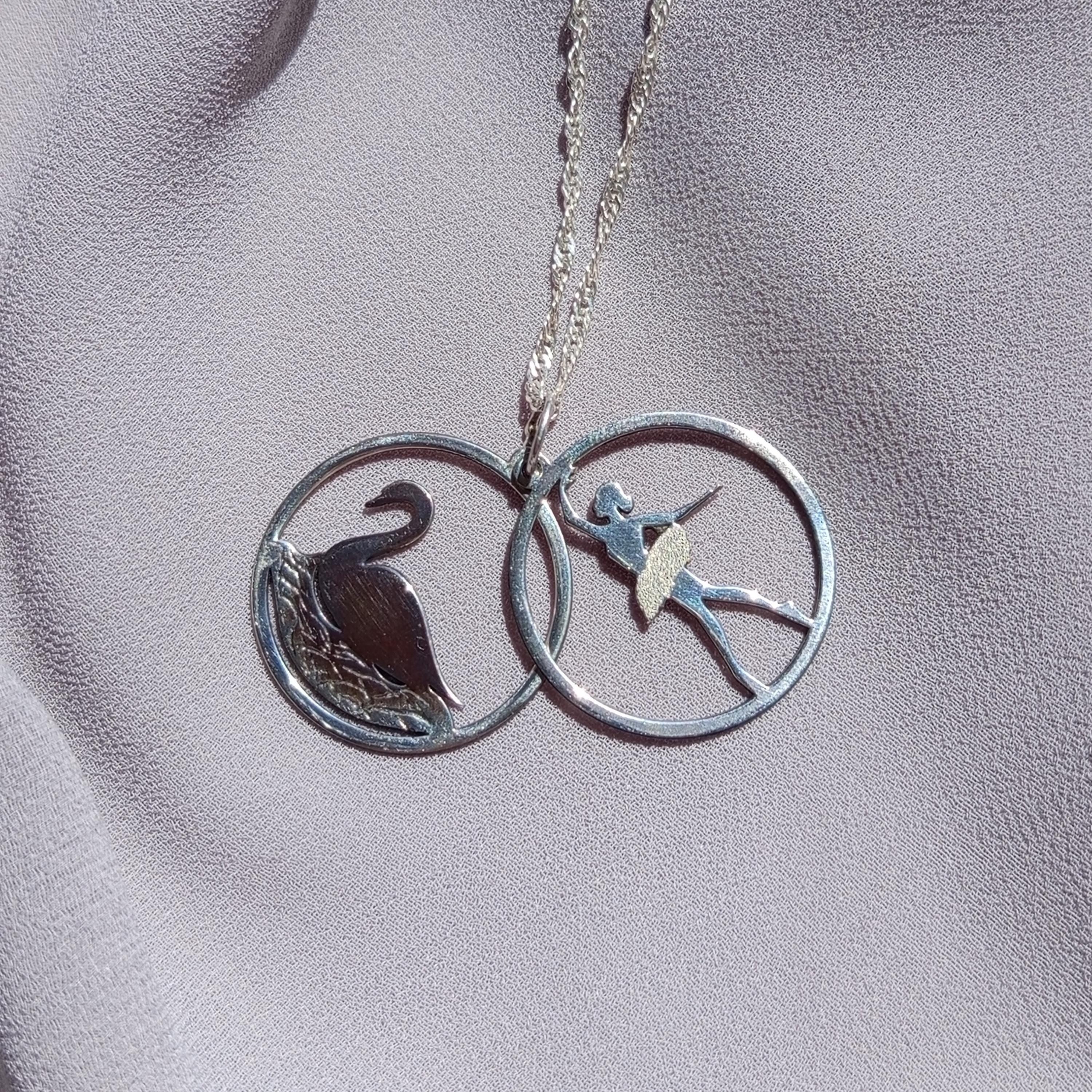 Sterling Silver Ballerina Swan Necklace: Black Swan Inspired Ballet Jewelry