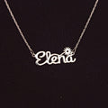 Personalized Sterling Silver Name Necklace: Dainty Floral Script Pendant