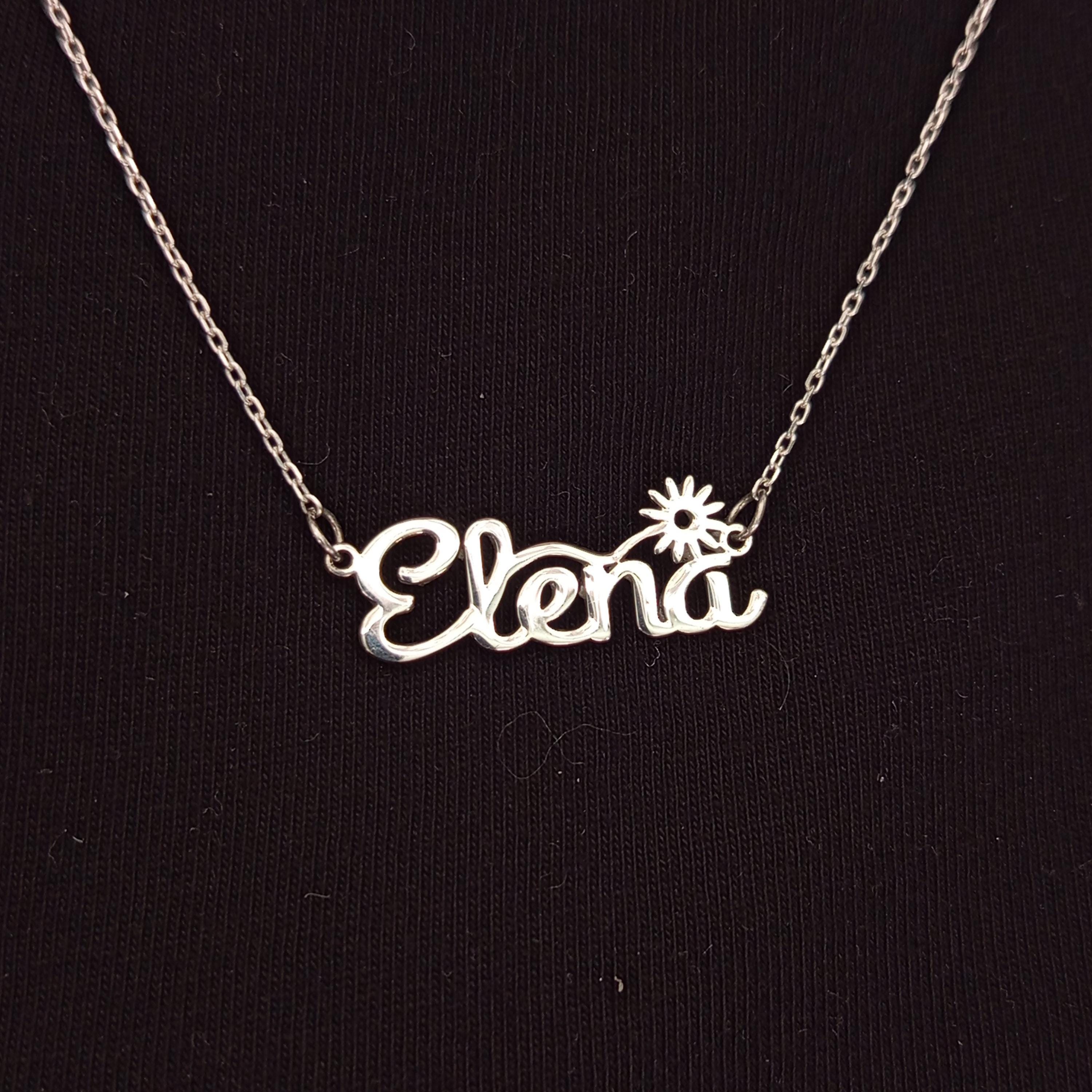 Personalized Sterling Silver Name Necklace: Dainty Floral Script Pendant