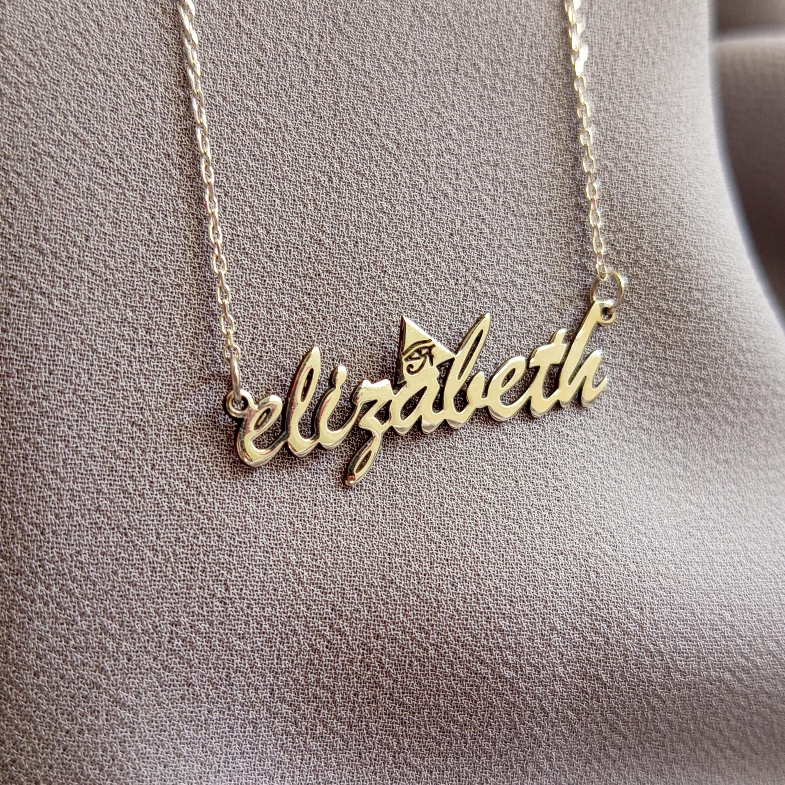Personalized Sterling Silver Name Necklace: Dainty Floral Script Pendant