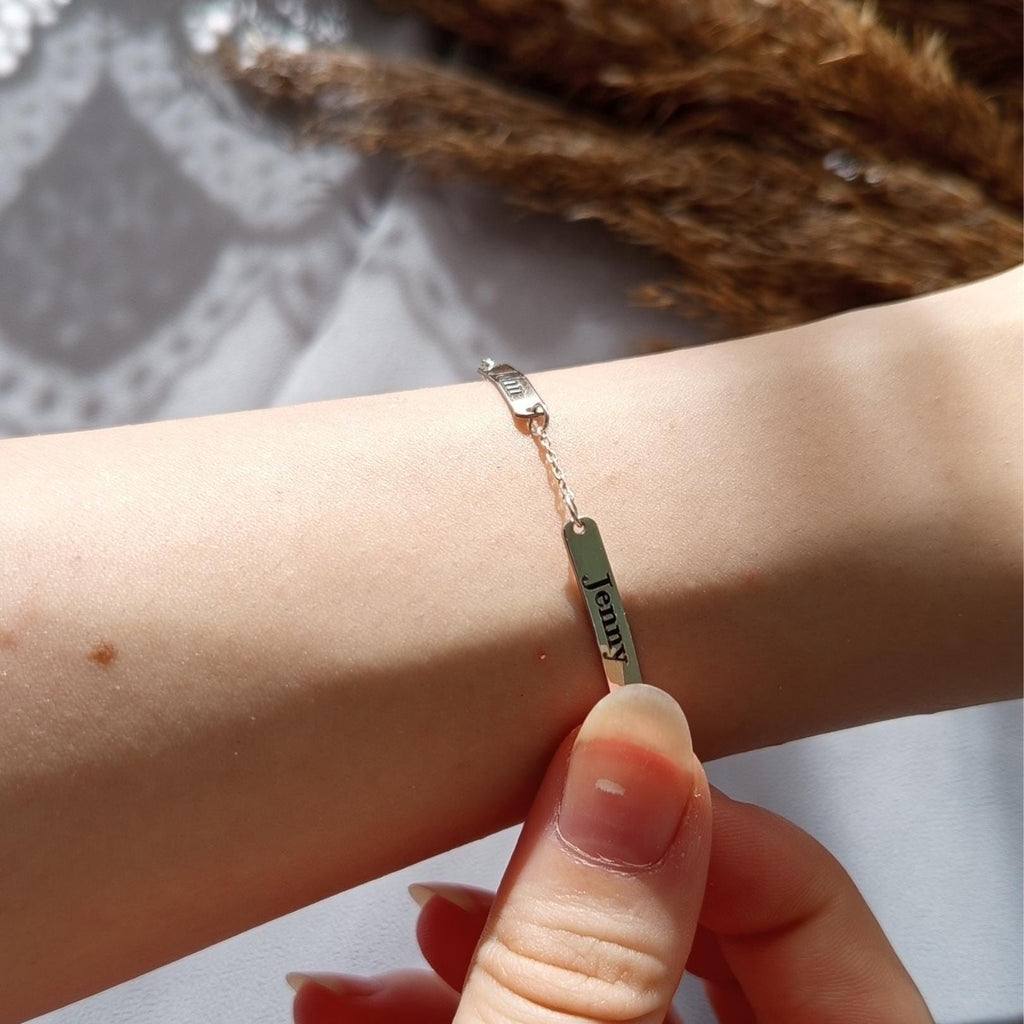 Custom Engraved Sterling Silver Name Bracelet: Personalized Gift