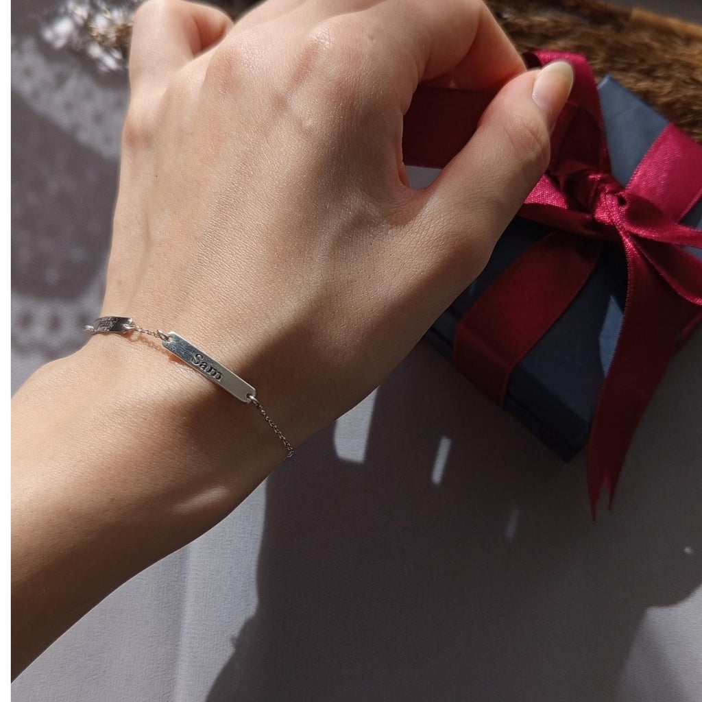 Custom Engraved Sterling Silver Name Bracelet: Personalized Gift