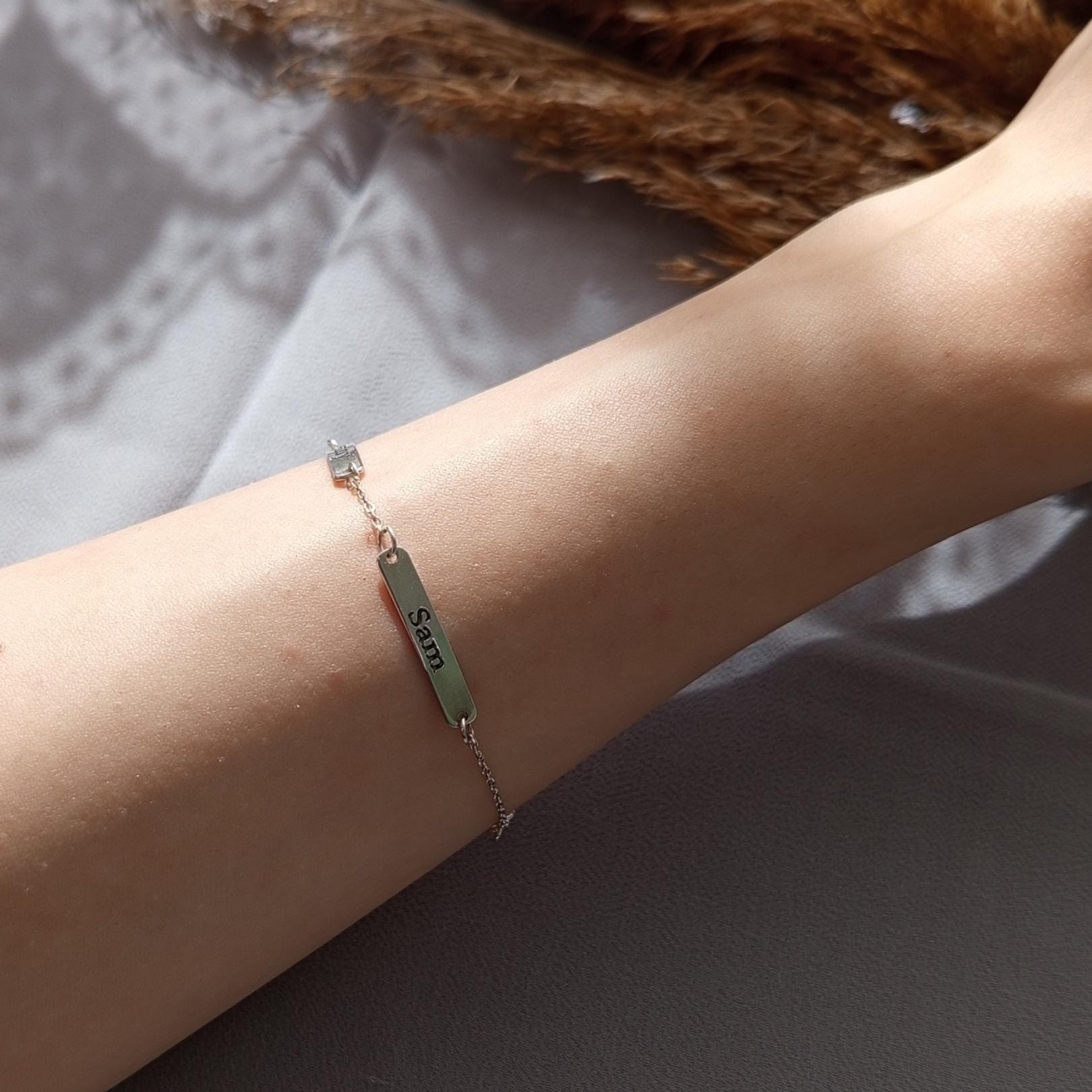 Custom Engraved Sterling Silver Name Bracelet: Personalized Gift