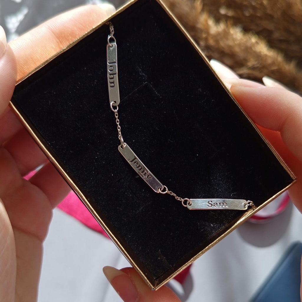 Custom Engraved Sterling Silver Name Bracelet: Personalized Gift