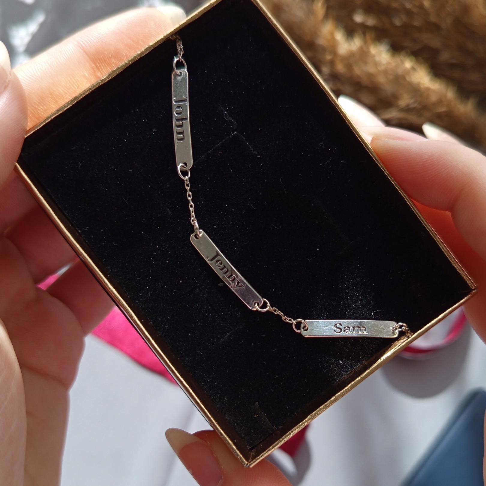 Custom Engraved Sterling Silver Name Bracelet: Personalized Gift