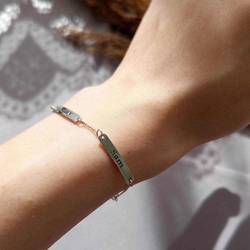 Custom Engraved Sterling Silver Name Bracelet: Personalized Gift