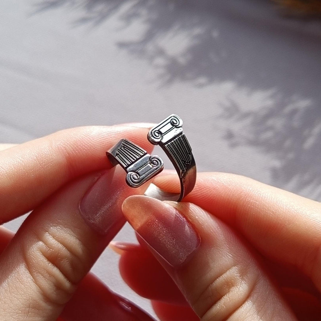 Sterling Silver Ionic Column Ring – Ancient Greek Architecture Jewelry