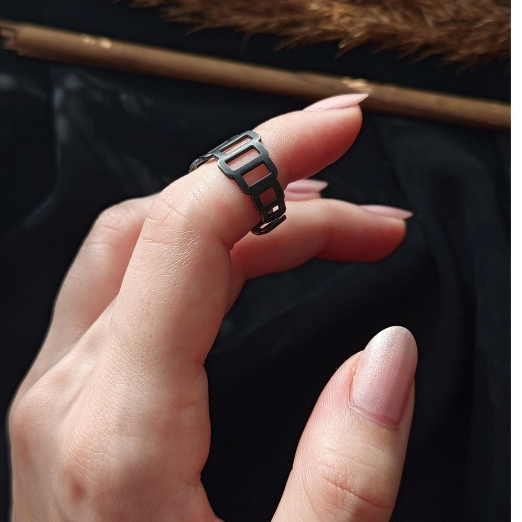 Geometric Sterling Silver Ring – Modern Open Design Band