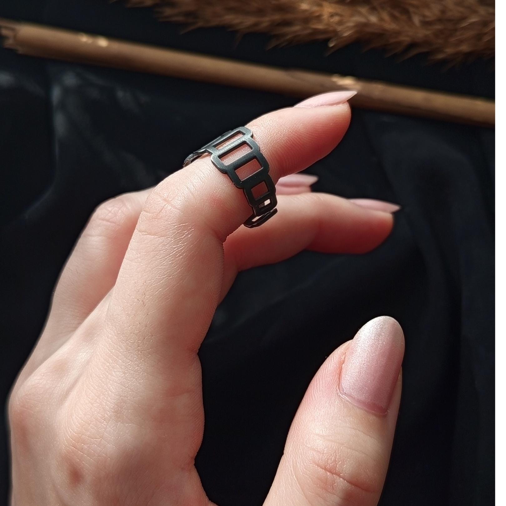 Geometric Sterling Silver Ring – Modern Open Design Band