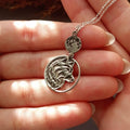 Silver Wolf Necklace with Moon – Tribal Wolf Pendant