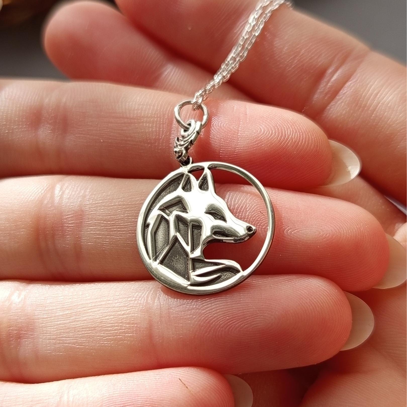 Silver Fox Necklace with Tail Charm