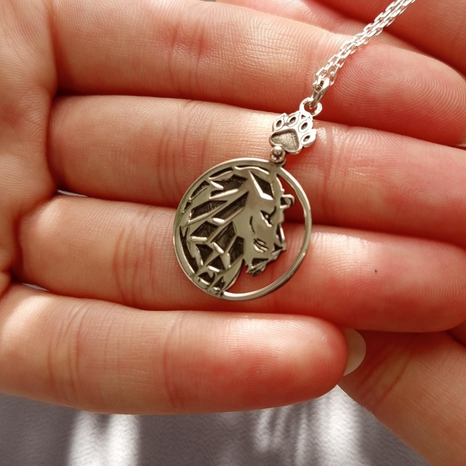 Silver Lion Necklace with Paw Charm