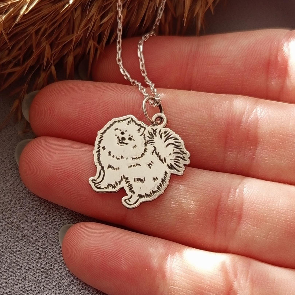 Sterling Silver Pomeranian Dog Necklace – Fluffy Pom Pendant