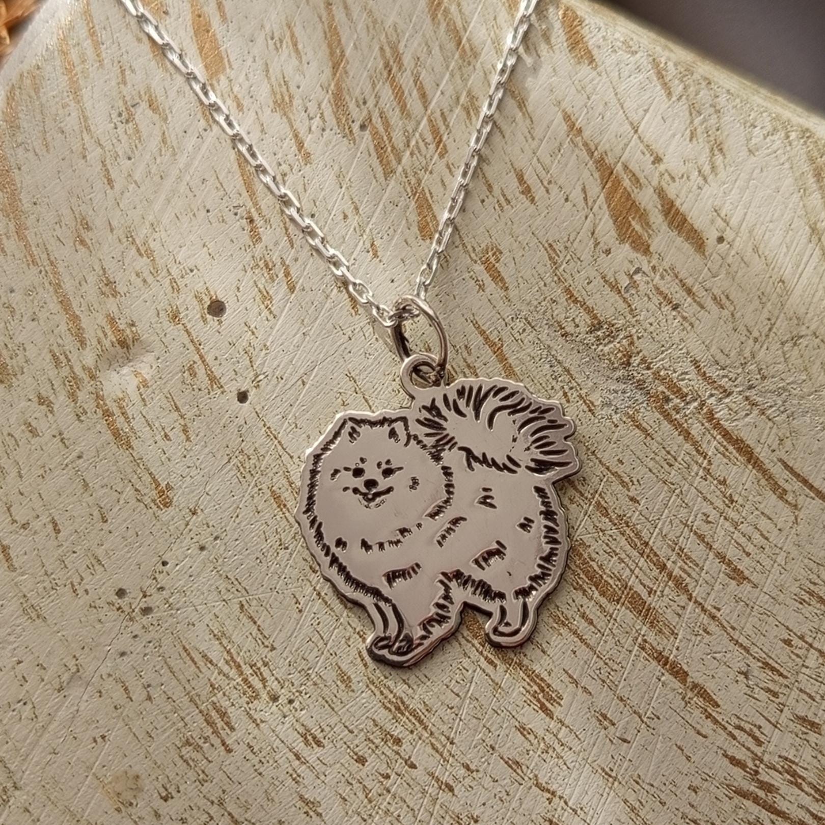 Sterling Silver Pomeranian Dog Necklace – Fluffy Pom Pendant