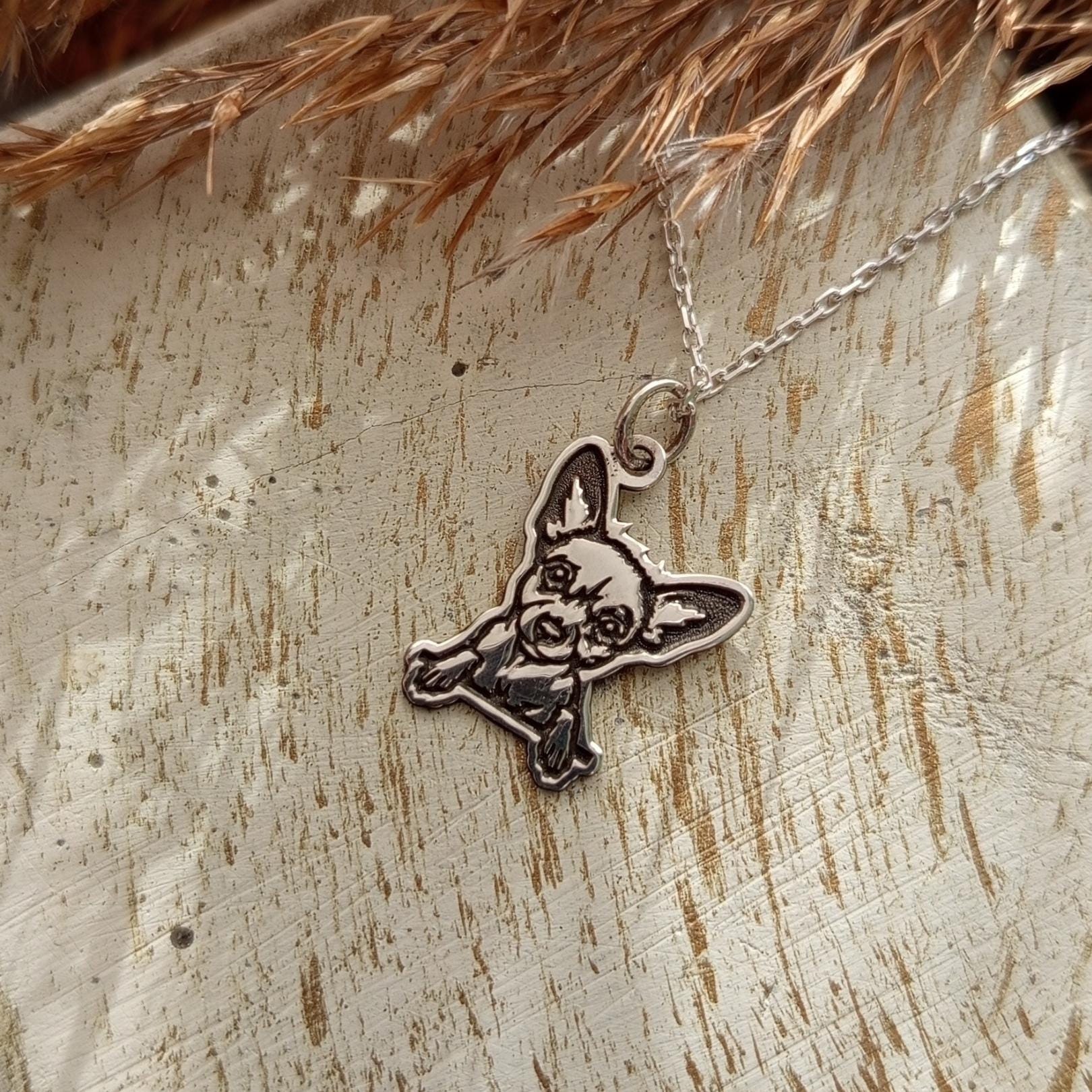Sterling Silver Chihuahua Dog Pendant Necklace