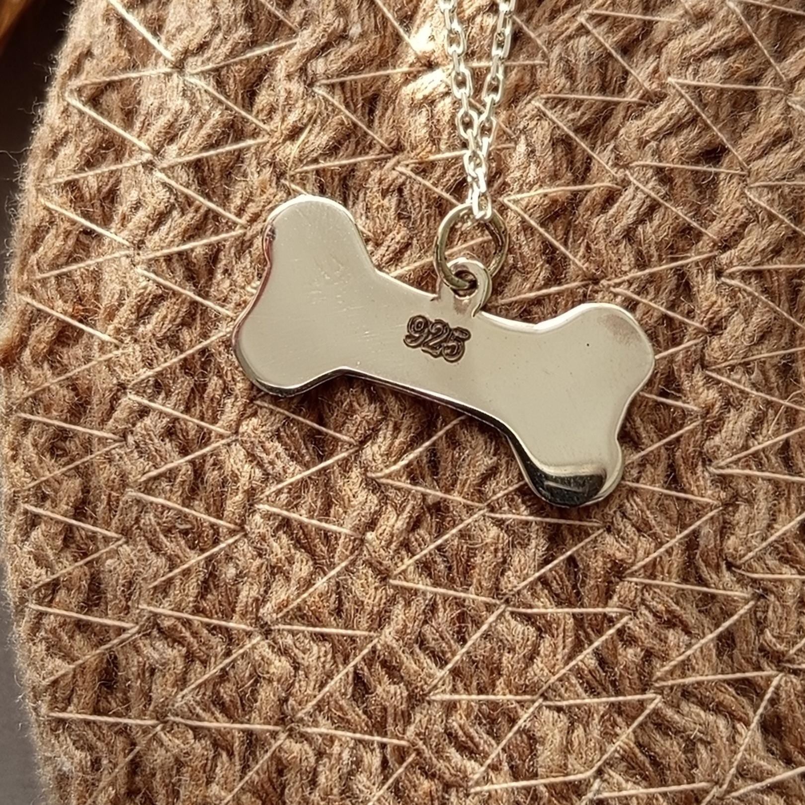 Personalized Pet ID Bone Necklace With Phone Number