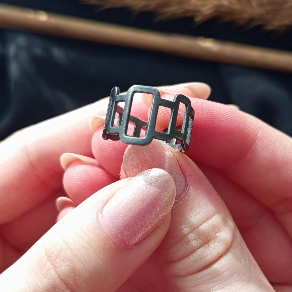 Geometric Sterling Silver Ring – Modern Open Design Band