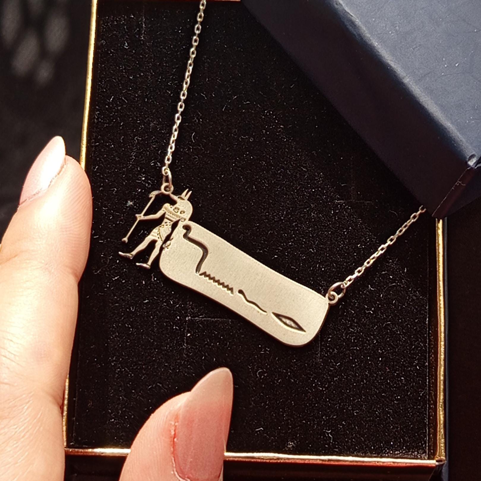 Custom Sterling Silver Egyptian hieroglyphs Name Necklace: Red Enamel Pendant