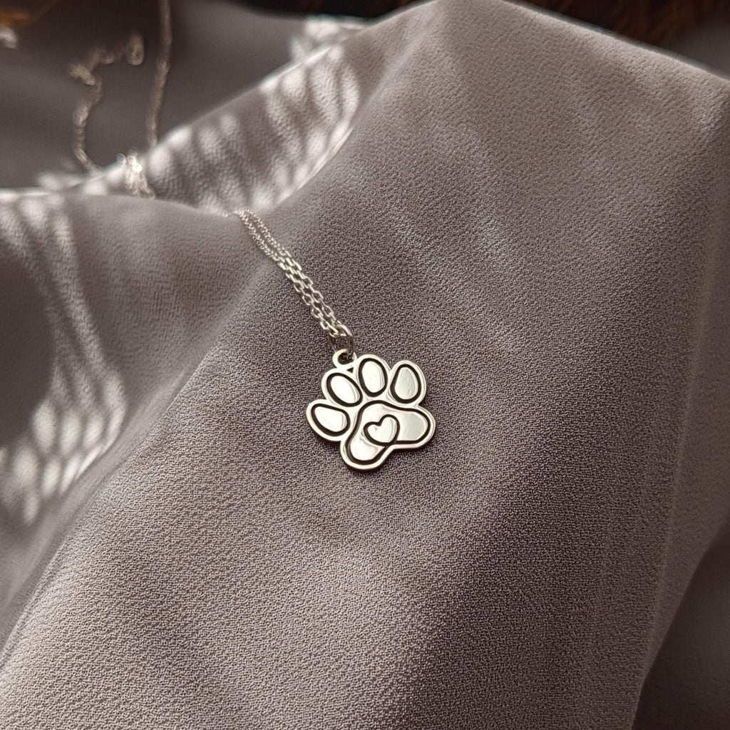 Silver Paw Print Necklace – Pet Lover Gift