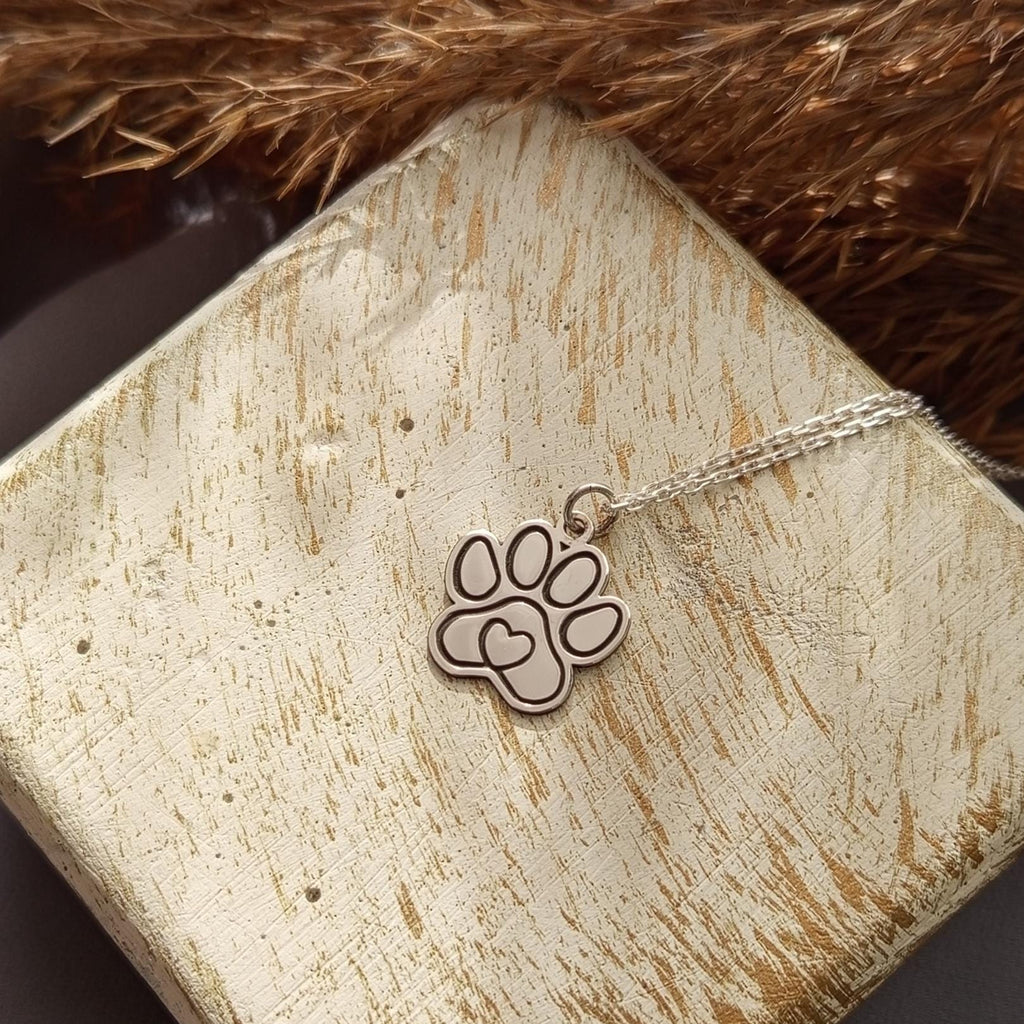 Silver Paw Print Necklace – Pet Lover Gift
