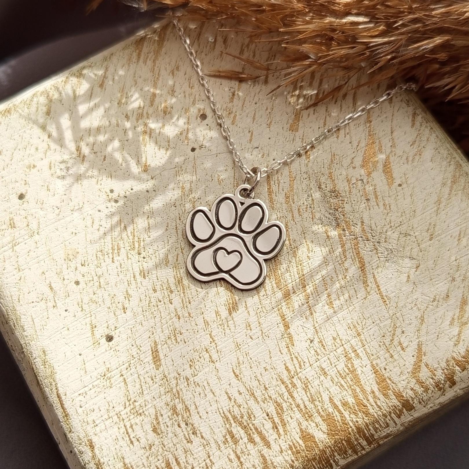 Silver Paw Print Necklace – Pet Lover Gift