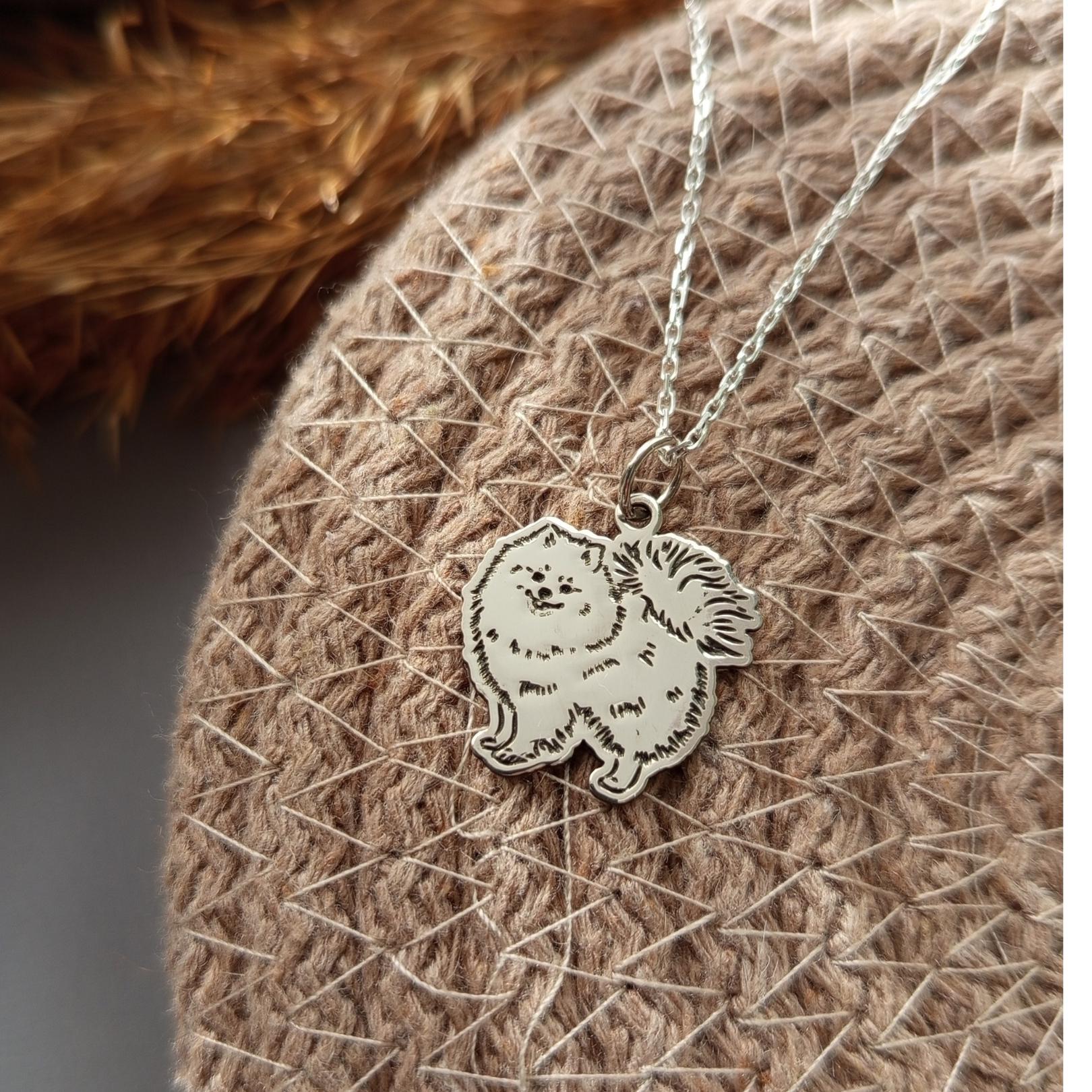 Sterling Silver Pomeranian Dog Necklace – Fluffy Pom Pendant