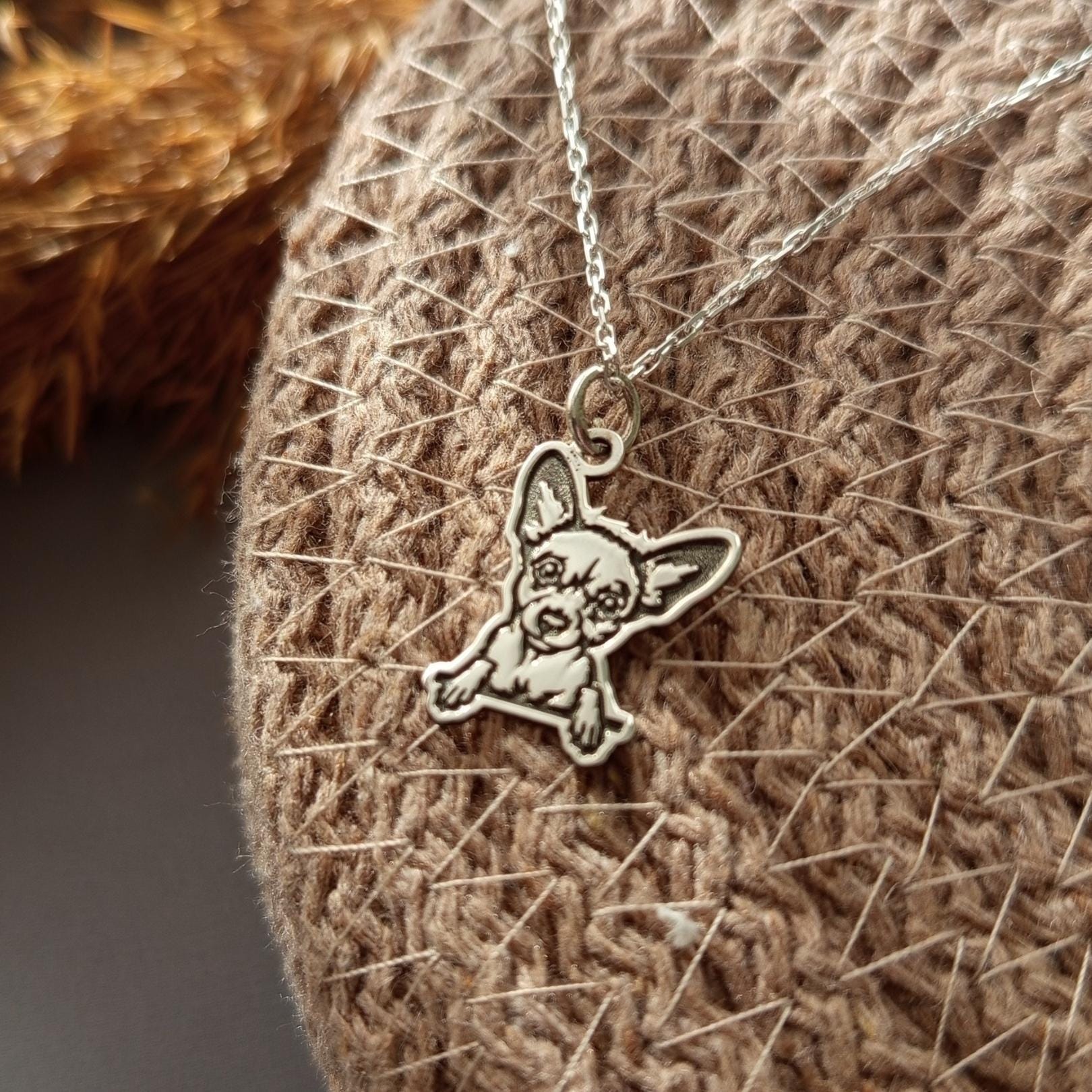 Sterling Silver Chihuahua Dog Pendant Necklace