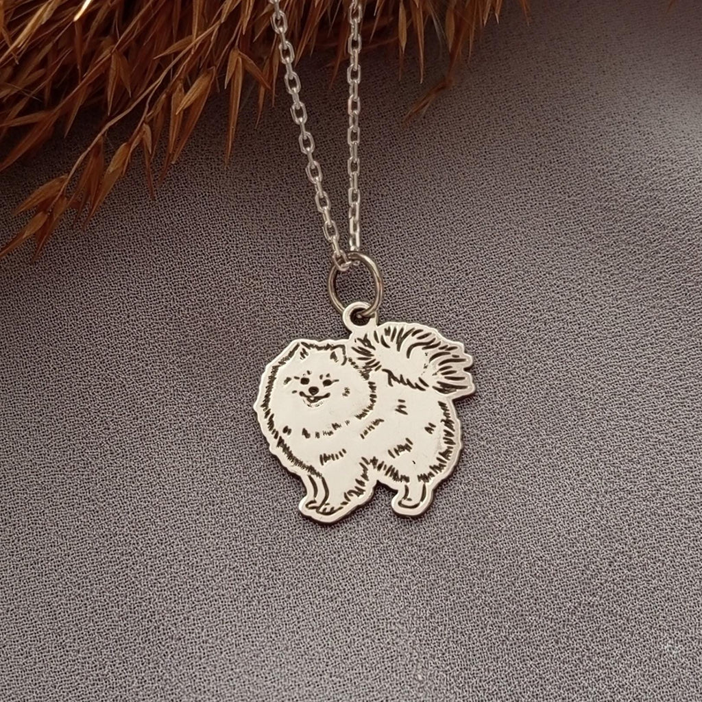 Sterling Silver Pomeranian Dog Necklace – Fluffy Pom Pendant