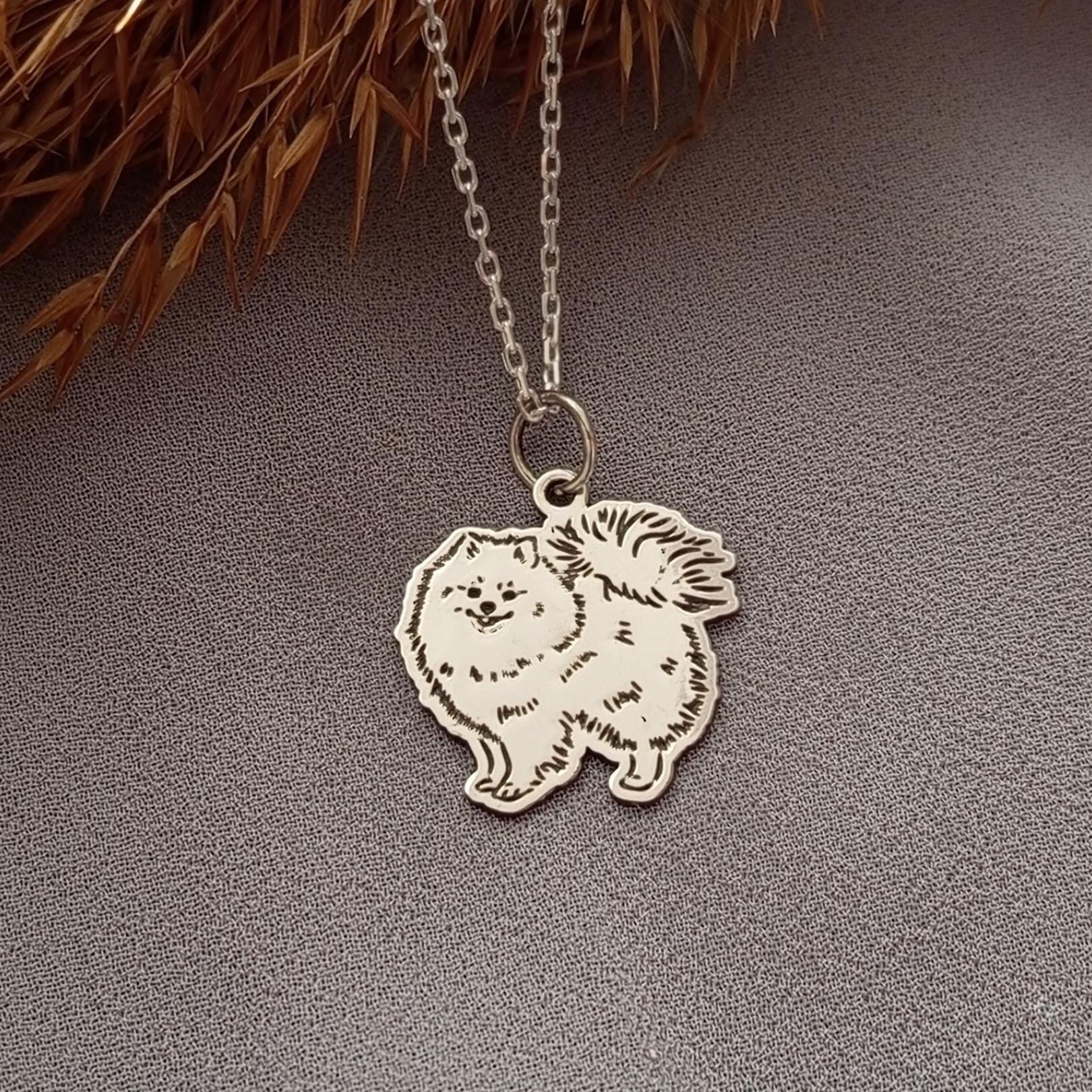 Sterling Silver Pomeranian Dog Necklace – Fluffy Pom Pendant