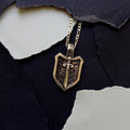 Men’s Shield and Sword Silver Pendant Necklace