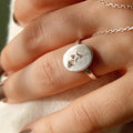Personalized Sterling Silver Birth Flower Signet Ring - Floral Engraved