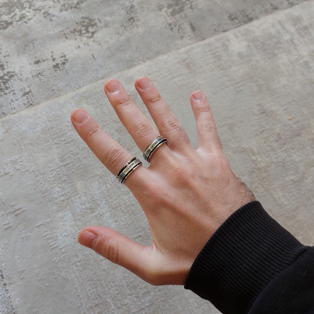 Personalized Spinner Ring in Sterling Silver – Custom Engraved Spinning Band, Unisex Fidget Ring
