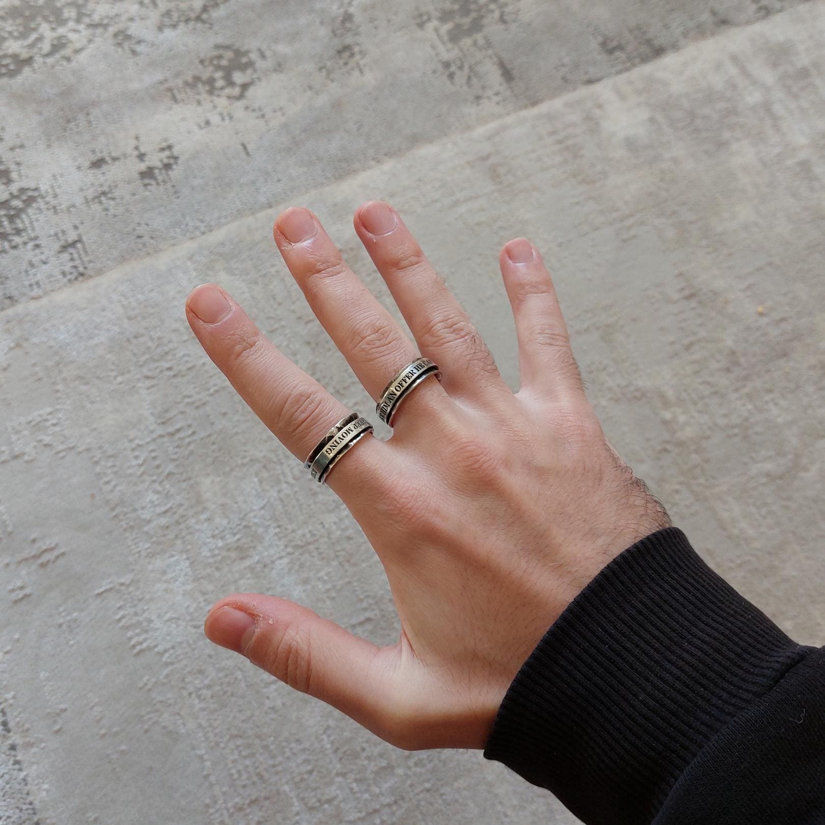 Personalized Spinner Ring in Sterling Silver – Custom Engraved Spinning Band, Unisex Fidget Ring