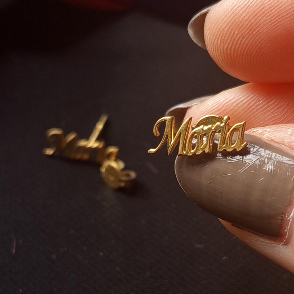 Gold Name Earrings – Personalized Sterling Silver Studs