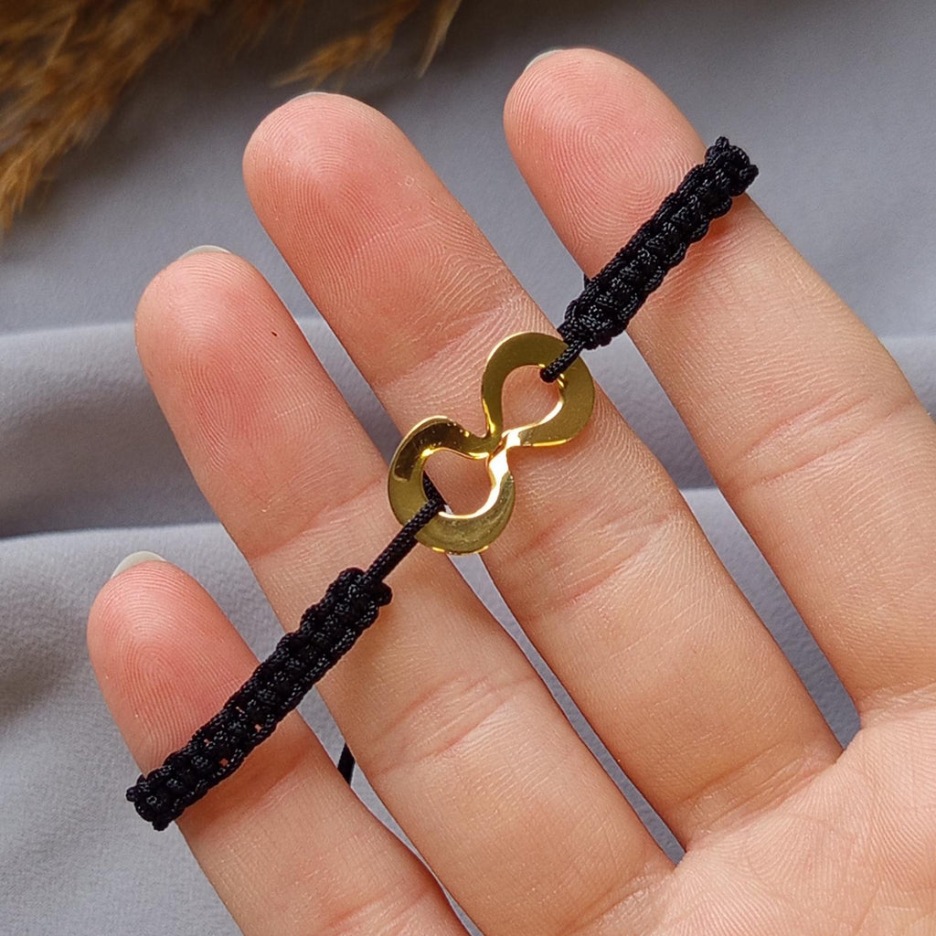 Gold Plated 925 Sterling Silver Handmade Infinity Macramé Bracelet - Adjustable Bracelet