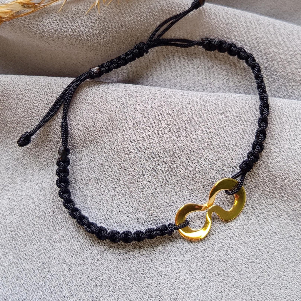 Gold Plated 925 Sterling Silver Handmade Infinity Macramé Bracelet - Adjustable Bracelet