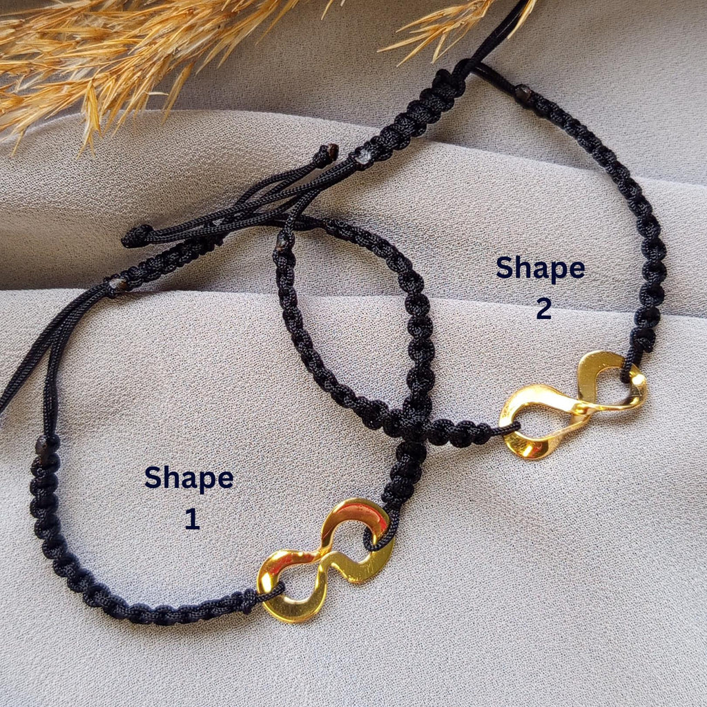 Gold Plated 925 Sterling Silver Handmade Infinity Macramé Bracelet - Adjustable Bracelet