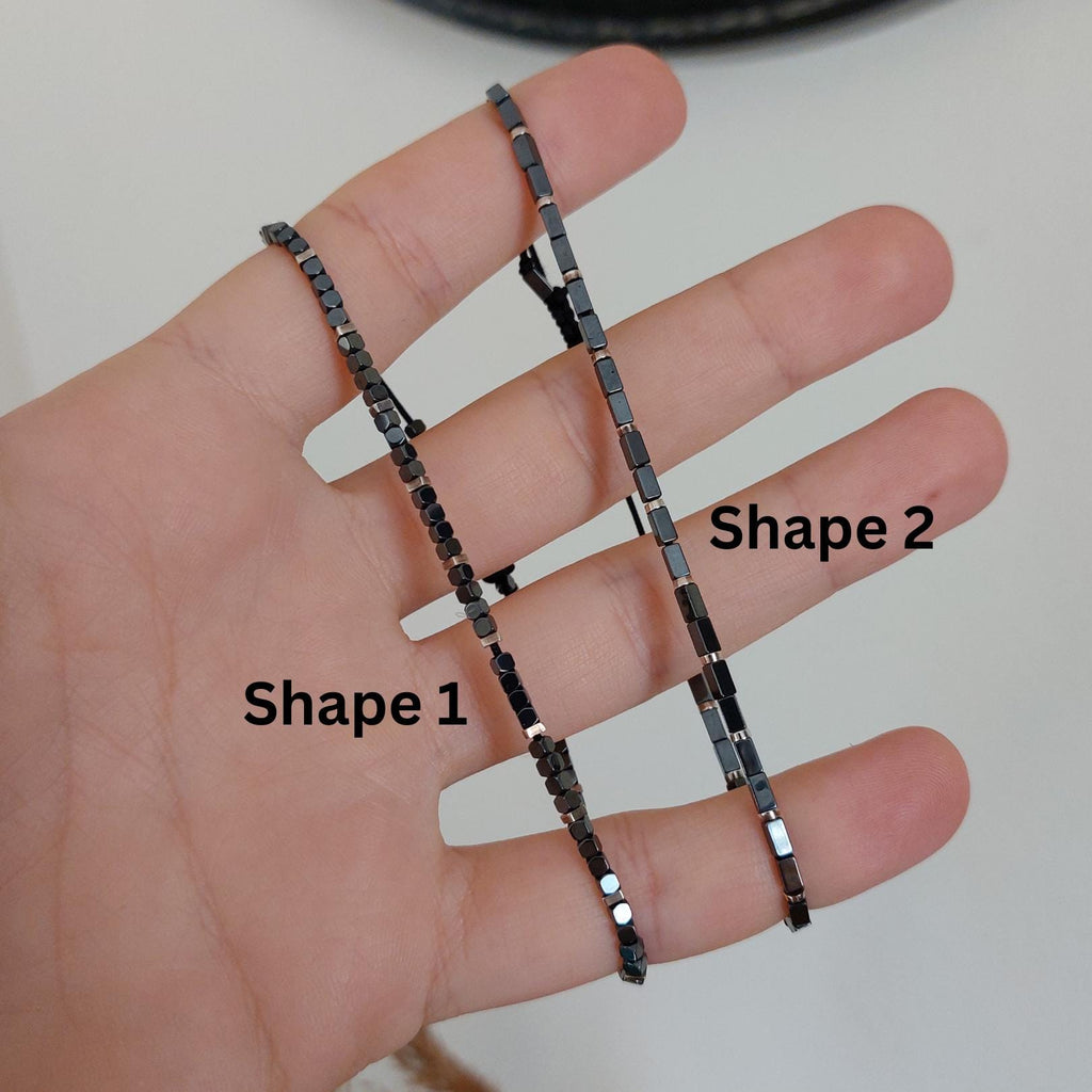 Handmade Minimalist Hematite & Sterling Silver Bracelet – Men's Beaded Jewelry