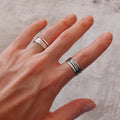 Sterling Silver Unisex Ring with Red or Blue Enamel – Minimal Band Ring, Everyday Jewelry