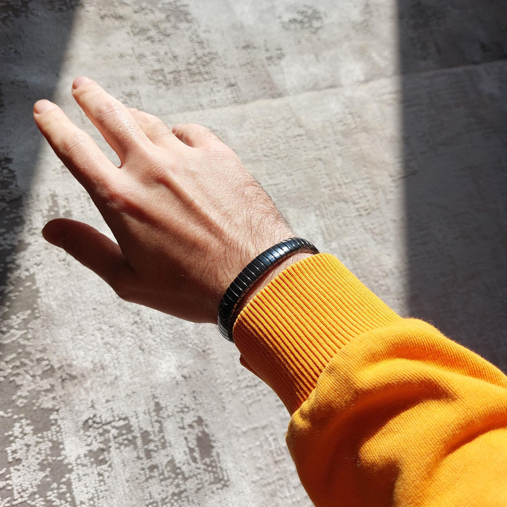 Hematite Bracelet for Men – Minimalist Black Stone, Adjustable Cord