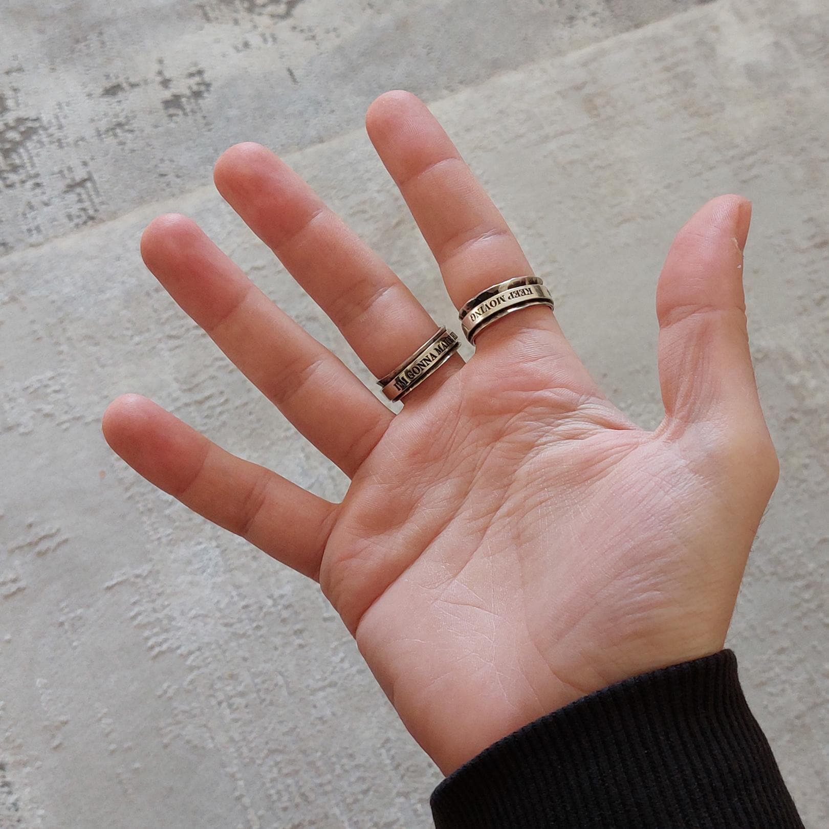 Personalized Spinner Ring in Sterling Silver – Custom Engraved Spinning Band, Unisex Fidget Ring