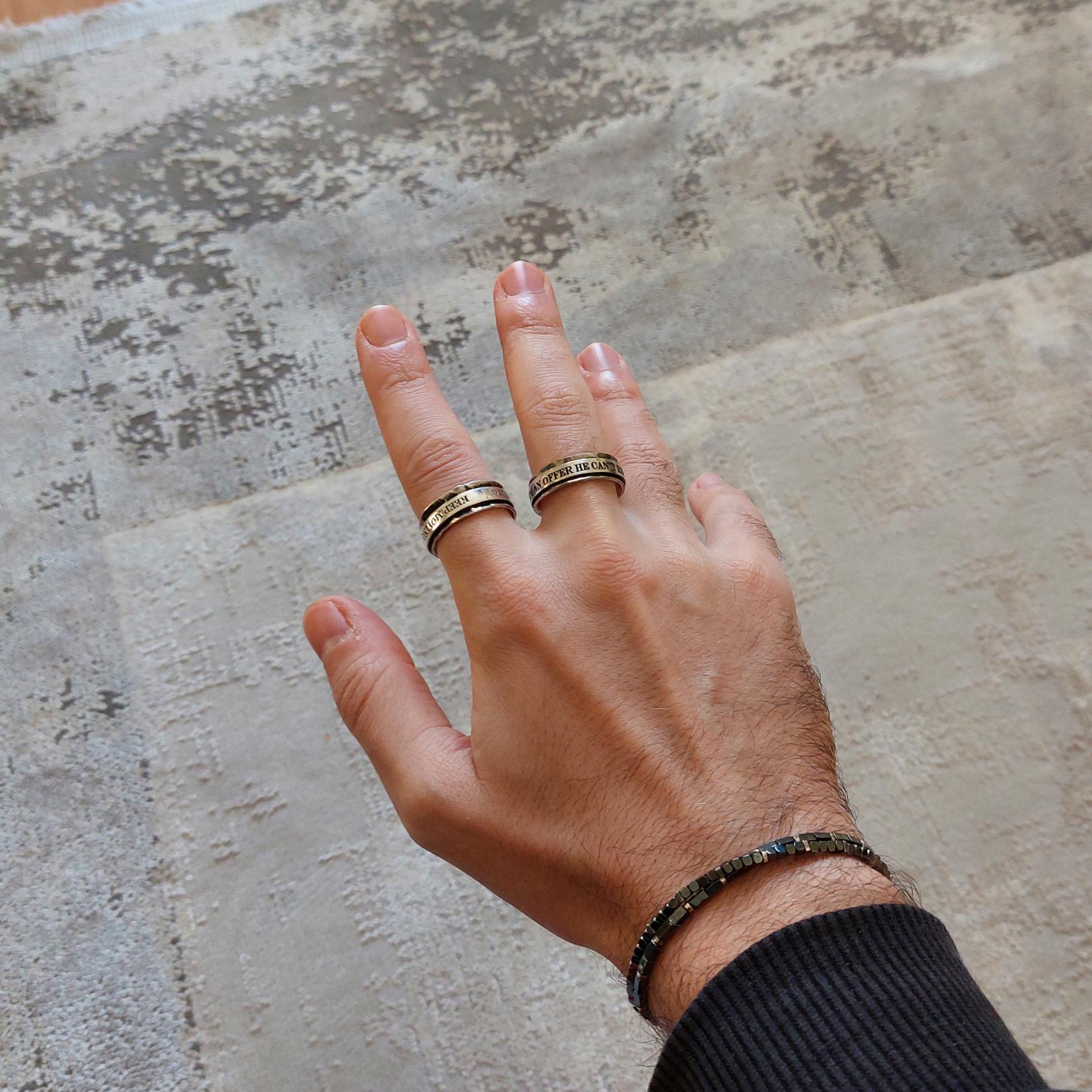 Personalized Spinner Ring in Sterling Silver – Custom Engraved Spinning Band, Unisex Fidget Ring