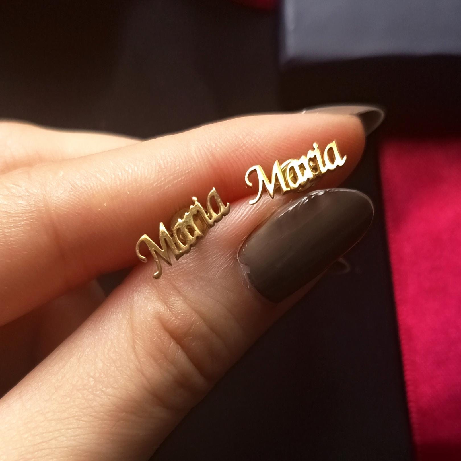 Gold Name Earrings – Personalized Sterling Silver Studs