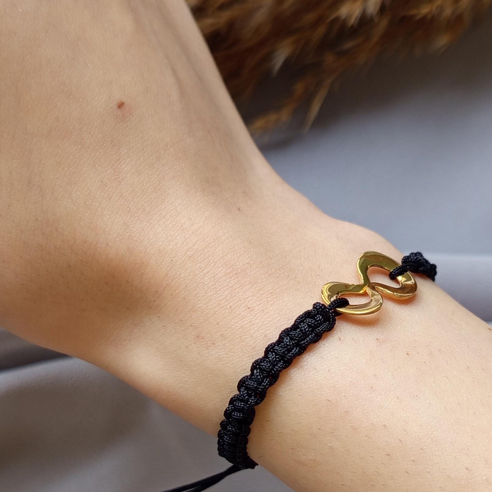 Gold Plated 925 Sterling Silver Handmade Infinity Macramé Bracelet - Adjustable Bracelet